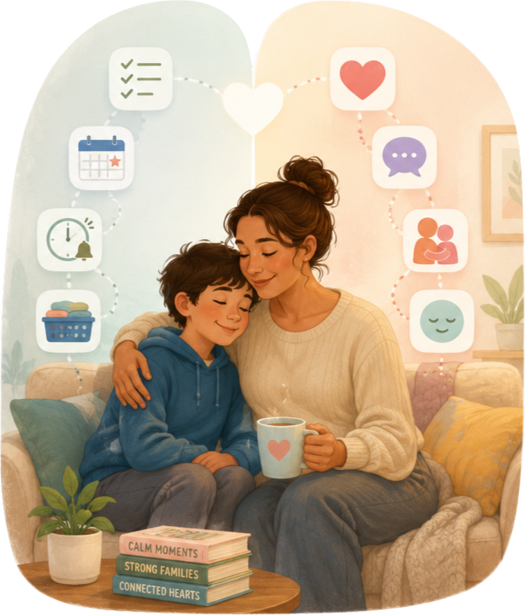 A parent and child sharing a calm moment